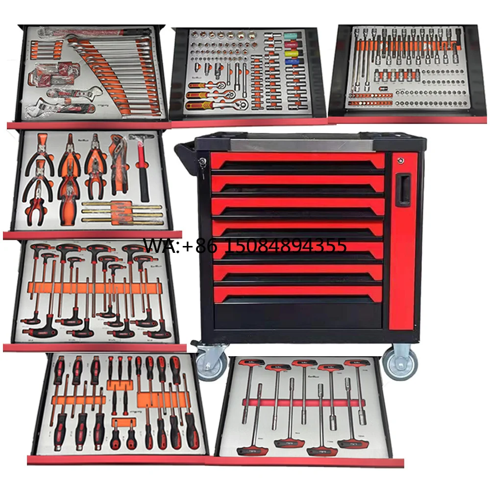 

CE 296 Pcs Too Cabinet With Stainless Steel Roller Tool Chest/Cart/Box with Tools for Automotive Repair Juego De Herramientas