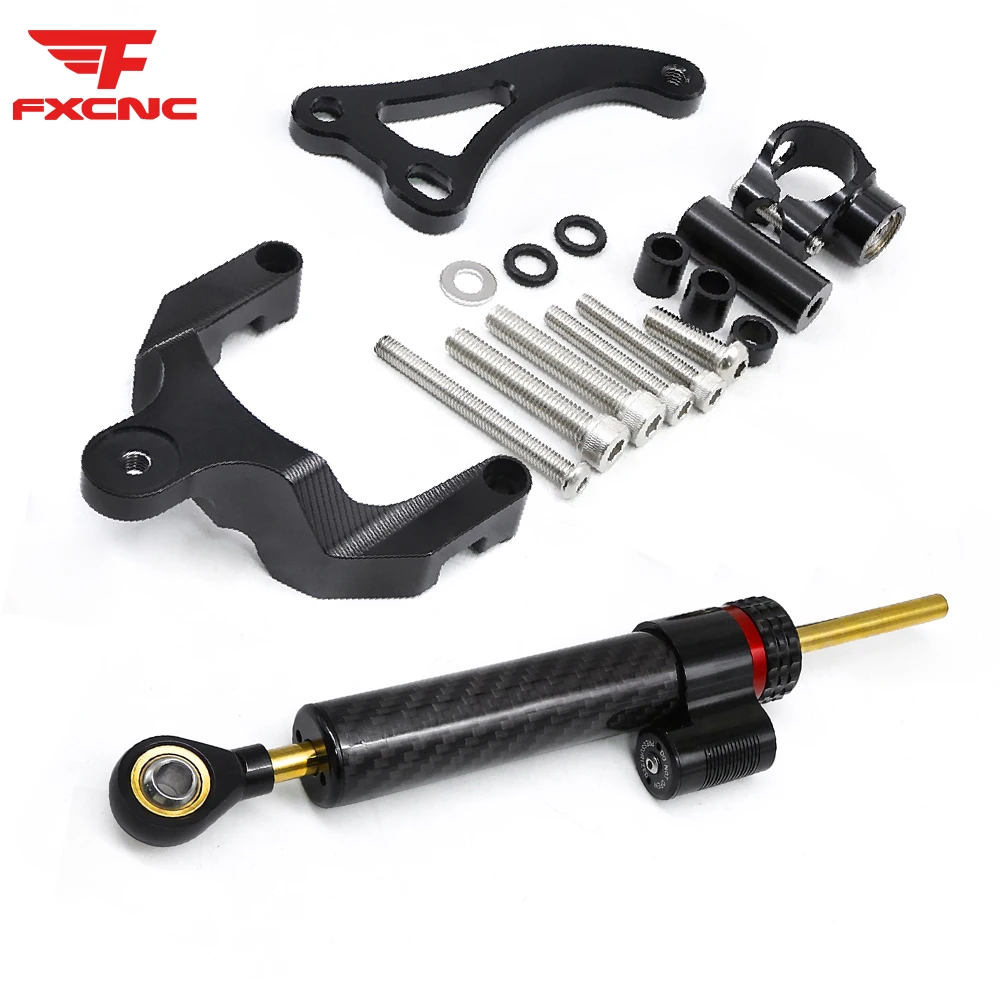 

For Suzuki GSXS750 2017-2023 Carbon Motorcycle Steering Damper CNC Aluminum Stabilizer Bracket Mounting Support Kit Holder