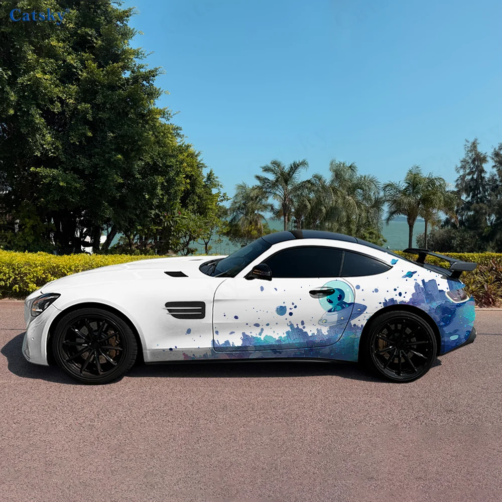 

Alien Astronaut Spacecraft Car Vinyl Wraps Decal Self-adhesive PVC Sticker Suitable for Trucks SUV Decor Auto Accessories Gift