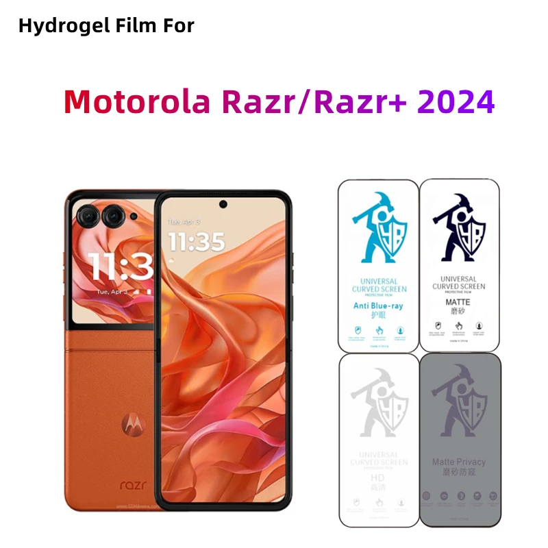 Película de hidrogel fosca para motorola razr 2024 hd, 2 peças, protetor de tela externa para motorola razr + 2024, cuidados com os olhos, privacidade, proteção fosca