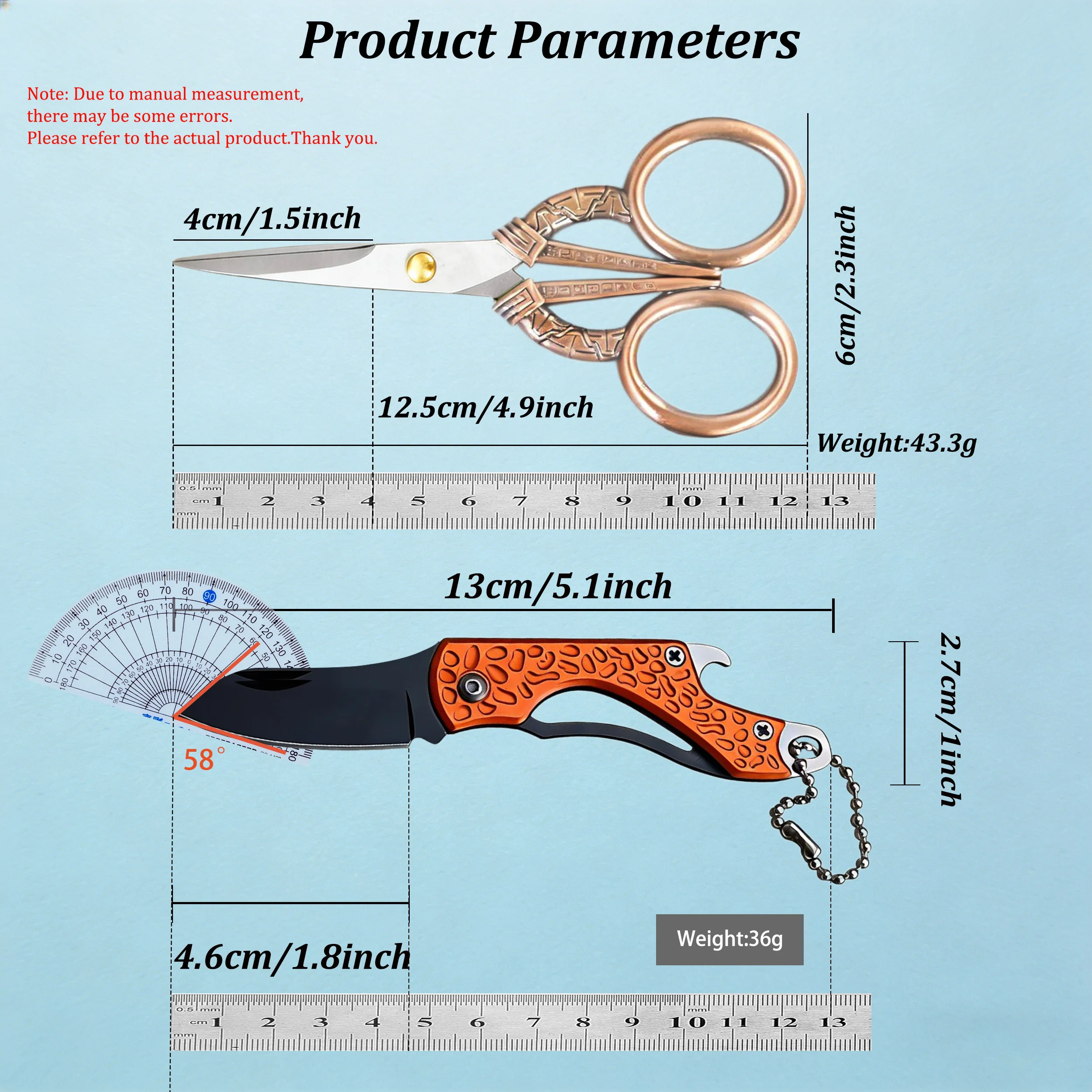 1/2PCS,Unpacking Express Knife Folding Knife Embroidery Scissors Vintage Craft Shears DIY Handmade Sewing Supplies Survival Tool