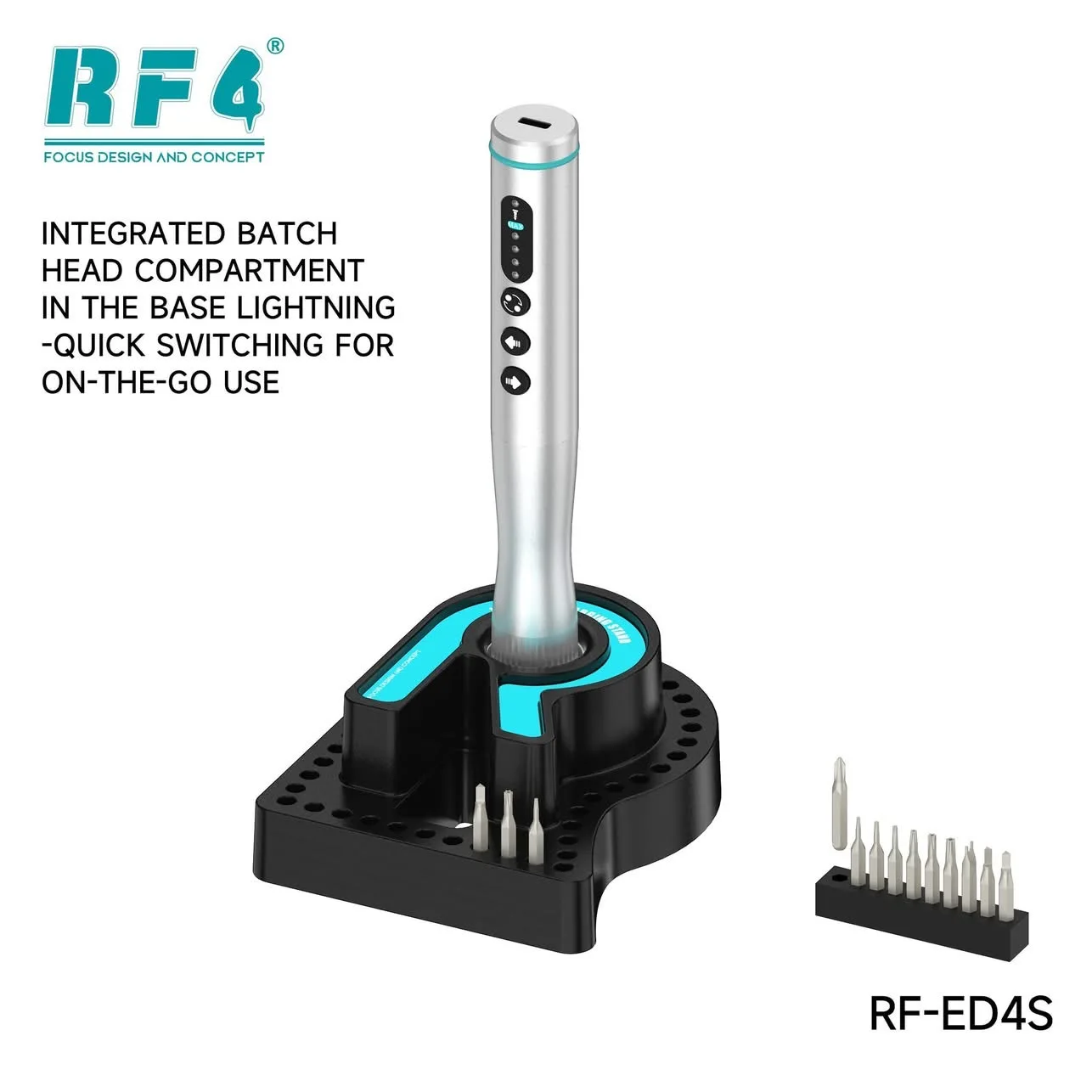RF4 Electric Screwdriver Set (Including Multiple Replaceable Blades + Fixed Bracket) Portable Repair Tool