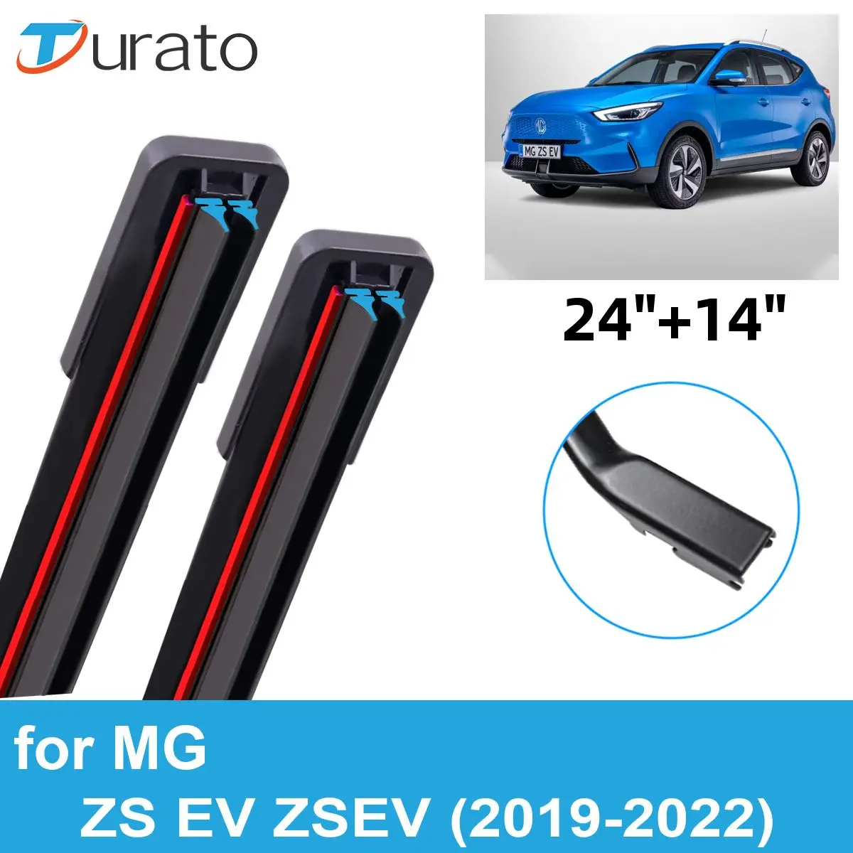 2PCS Car Wiper Blades for 2019-2022 MG ZS EV ZSEV Front Windscreen Windshield Double Rubber Car Accessories 2019 2020 2021 2022