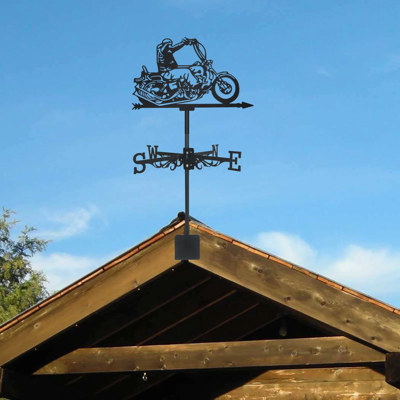 Motorcyclis Weathervane Silhouette Art Black Metal Motorcycle Ride Wind Vanes Outdoors Decorations Garden For Roof Yard Building