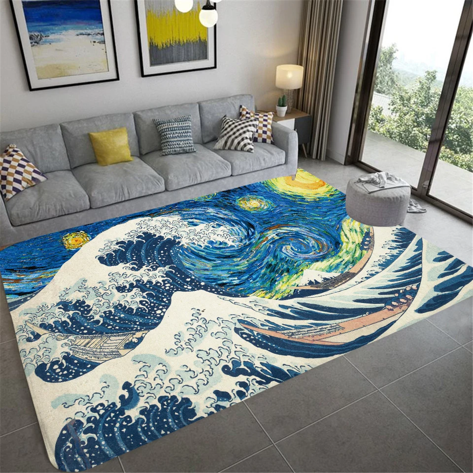 Tappeto cielo stellato Van Gogh Pittura artistica Tappeti da bagno Tappetini da camera antiscivolo Tappetino di benvenuto Tappeto decorativo da