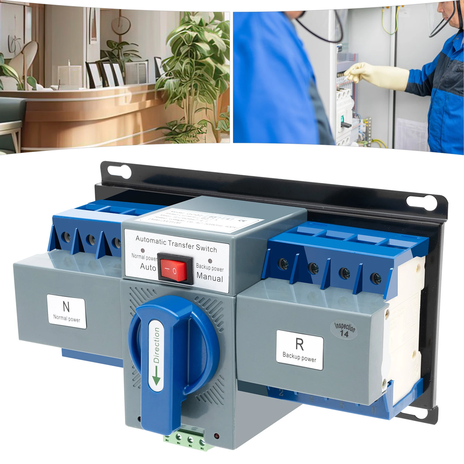 Auto/Manual Dual Power ATS, 2-Second Switching & Touch-Proof Terminals, High Performance, For Surveillance/Office Buildings