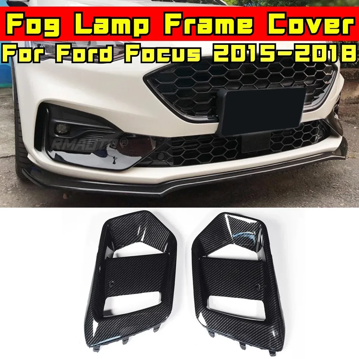 Focus Foglight Frame Cover Carbon Fiber Look Style Fog Lamp Frame Cover Body Kit For Ford Focus RS 2015-2018 Car Accessories