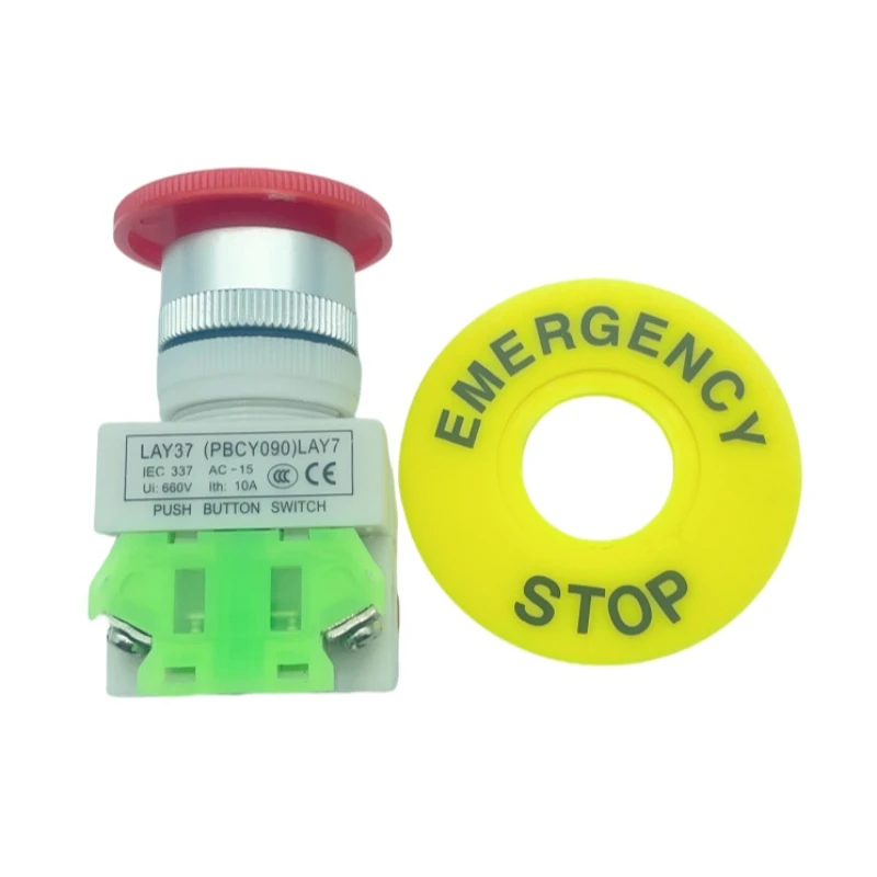 Red Mushroom Cap 1NO 1NC DPST Emergency Stop Push Button Switch AC 660V 10A Switch Equipment Lift Elevator Latching Self Lock