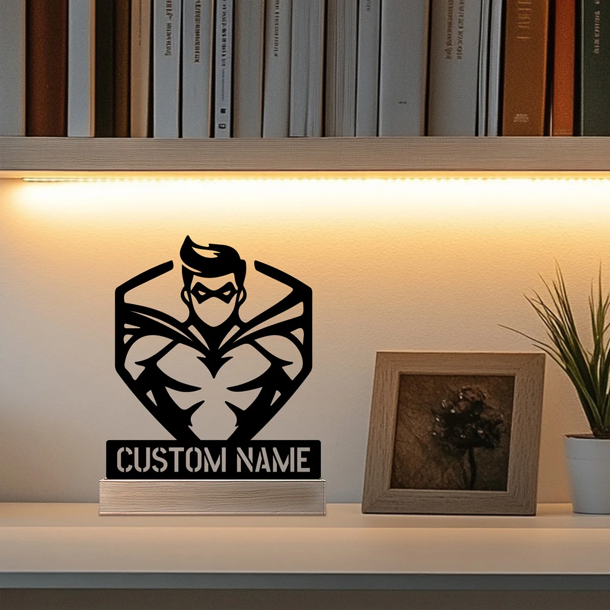 1 قطعة روبوت تجريدي مخصص اسم تمثال معدني مع قاعدة خشبية الحديد زخرفة القصدير النحت الفن الحرف مع قاعدة خشبية #3