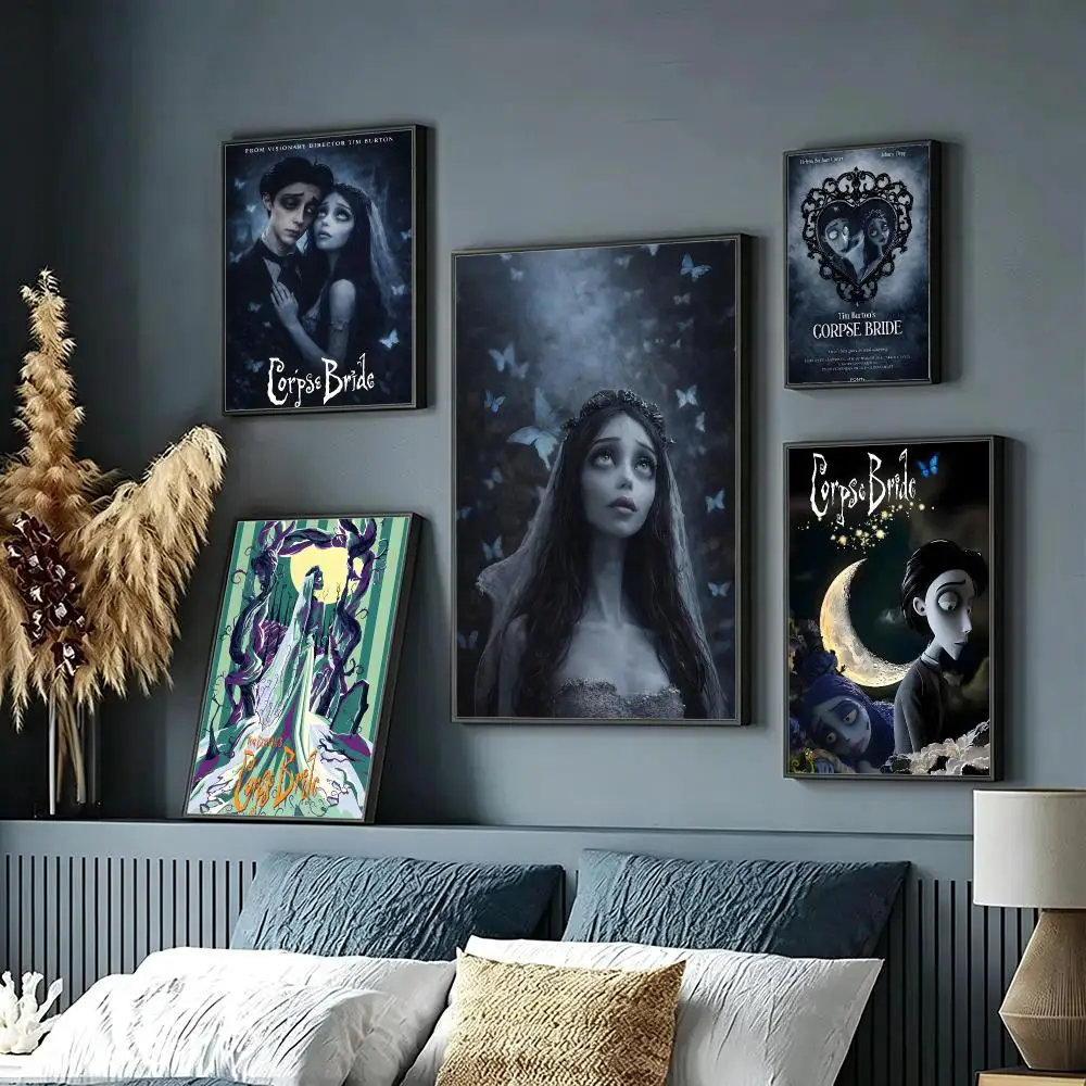 animation Corpse Bride Poster Wall Posters Self-Adhesive Wall Stickers Home Decoration for Bedroom Living Room