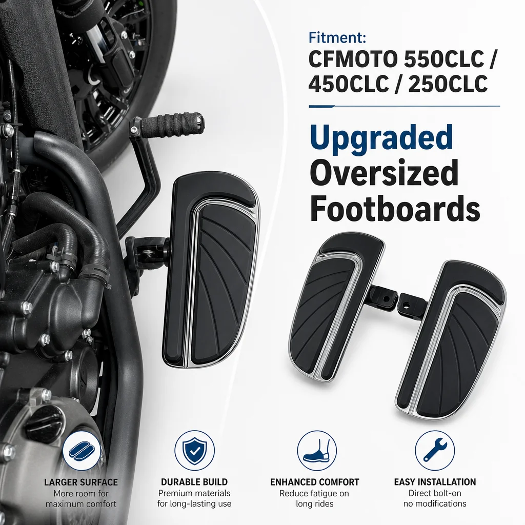 Suitable for CFMOTO 550clc 450clc 250clc motorcycles, with enlarged and widened pedals, retro anti slip front pedal accessories