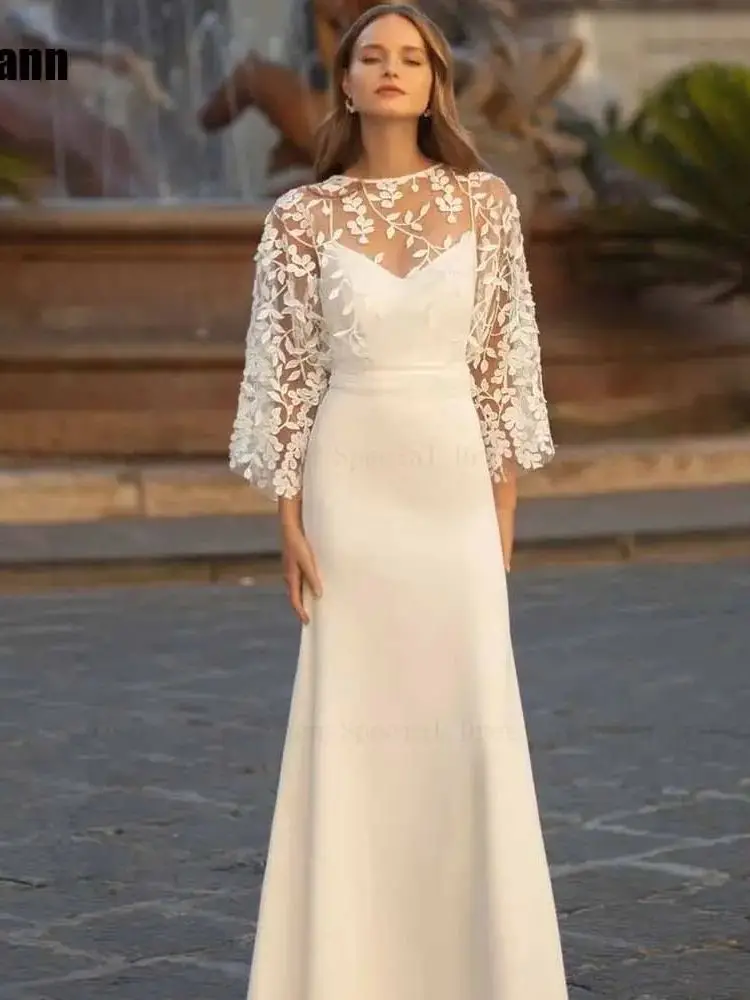 Maßgeschneidertes, hochwertiges neues Meerjungfrau-Hochzeitskleid mit O-Ausschnitt, Spitze, Tüll, offener Rücken, Brautkleider, bodenlang, Robe de Mariée