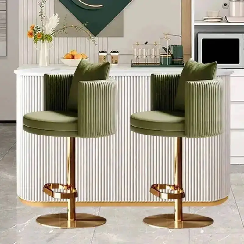 كراسي بار فناء عتيقة معدنية بسيطة ذهبية الحلاقين بيسترو انتظار كراسي بار مكافحة موضة مأدبة أثاث فاخر #1