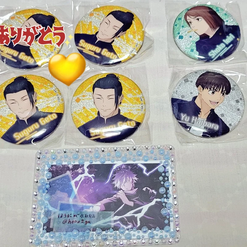 Stand Stones Gashapon Kawaii Jujutsu Kaisen "Gyokusetsu" Glitter Can Badge Collection Gojo Satoru Anime Pin Brooch Figures Gifts