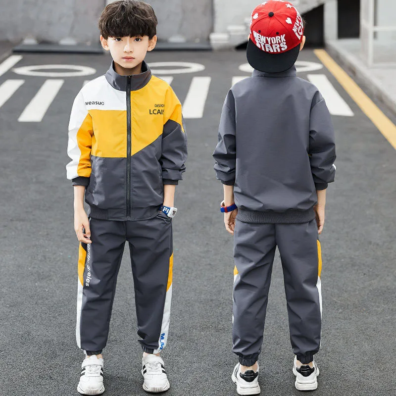 Teenage Boys Clothing Set Autumn Children Patchwork Sportswear Suits Fashion Big Boy Zipper Birthday Outfit Costumes for Kids