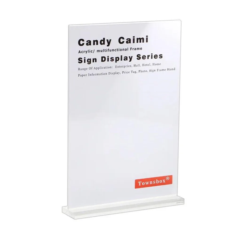 A4 （297*210mm） Acrylic Advertising Poster Picture Sign Holder T Shape Table Menu Price Display Frame For Restaurants