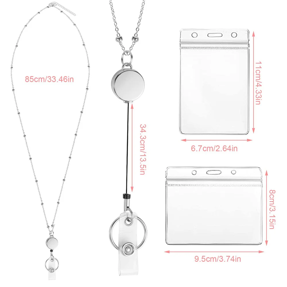 Transparent ID Card Set Azusa Alloy Retractable Rotating Easy-To-Pull Easy-To-Pull Buckle Simple Work Permit Protective Sleeve