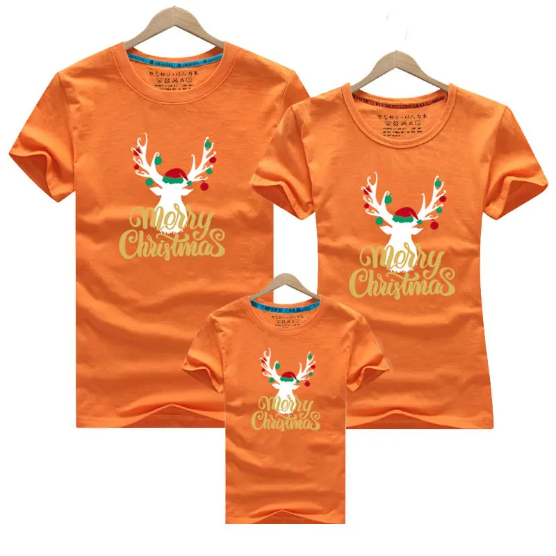Christmas Family Matching Clothes Mom Dad Son Daughter Tops Couple Tees