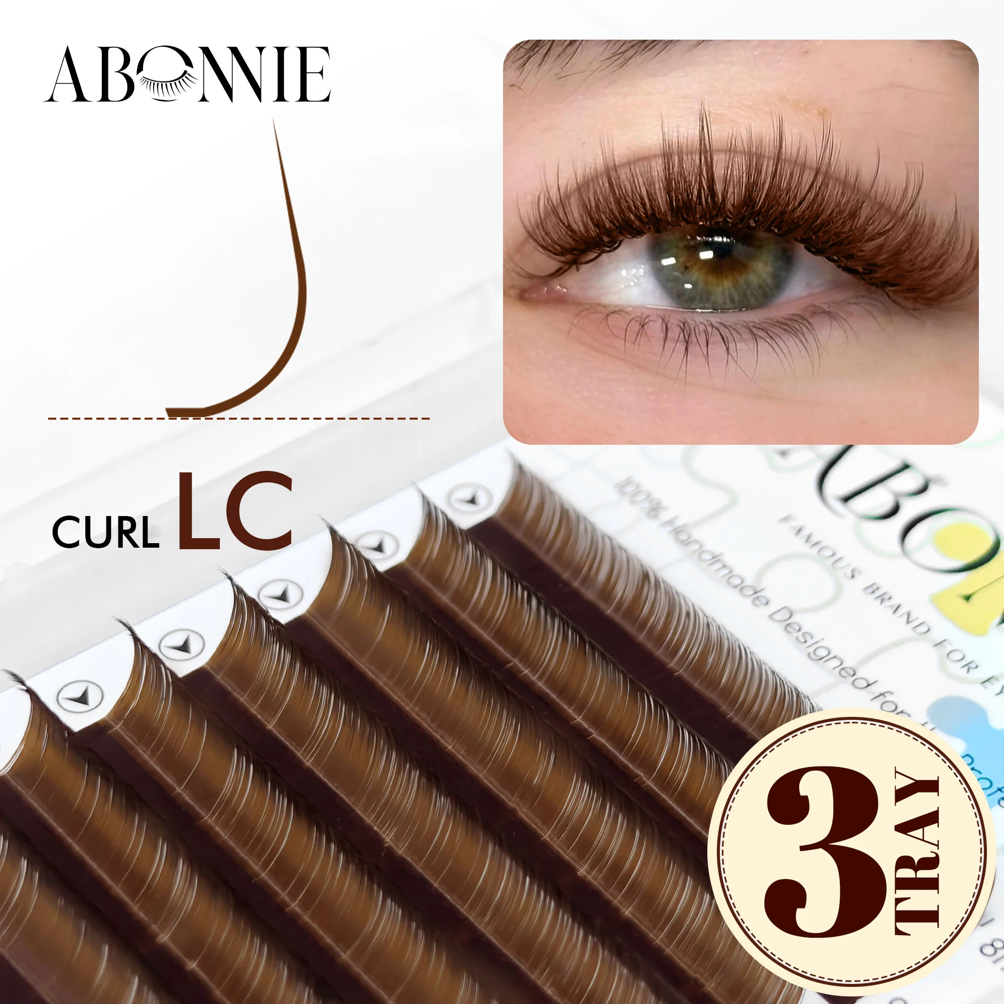 ABONNIE Single Length 8-15MM LB LC Curl Cocoa Brown Classic Eyelashes Extensions 0.05/0.07 Individual Soft Natural False Lashes
