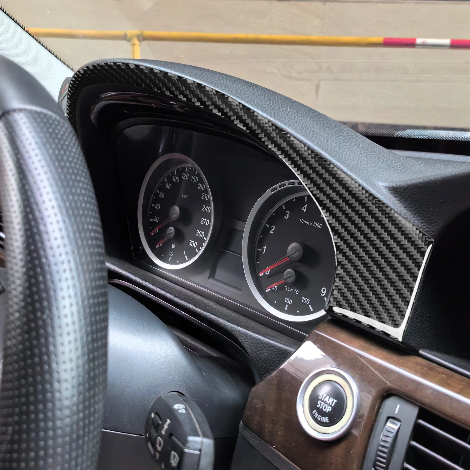 For BMW 3 Series E90 2005-2012 Modified Carbon Fiber Instrument Bezel Interior Accessories Piano Black Decorative Sticker