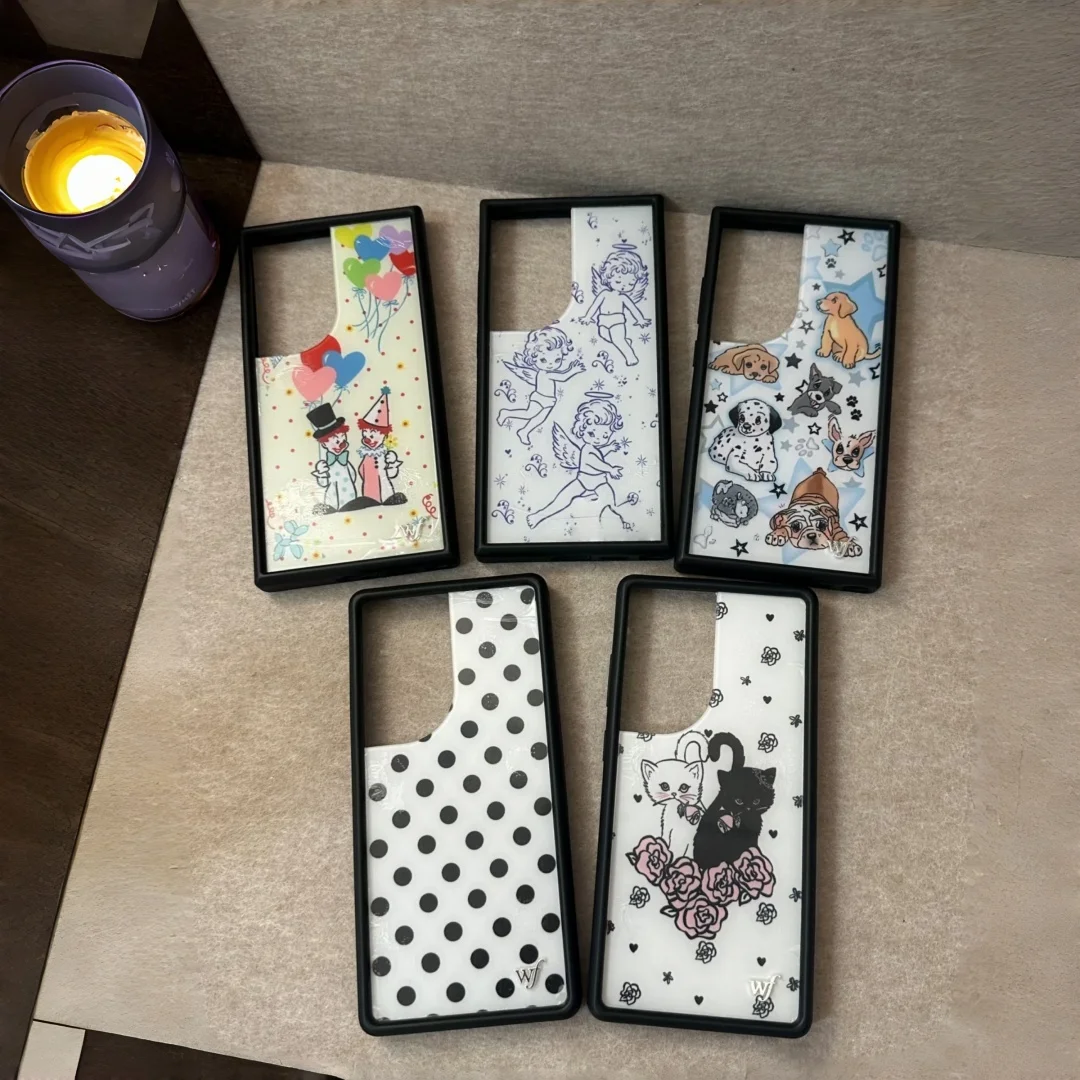 Wildflower Puppy Polka Dot Phone Case for Samsung Galaxy S23 S24 S25 Ultra S25Ultra S24ultra Cherub Kitten shockproof Cover