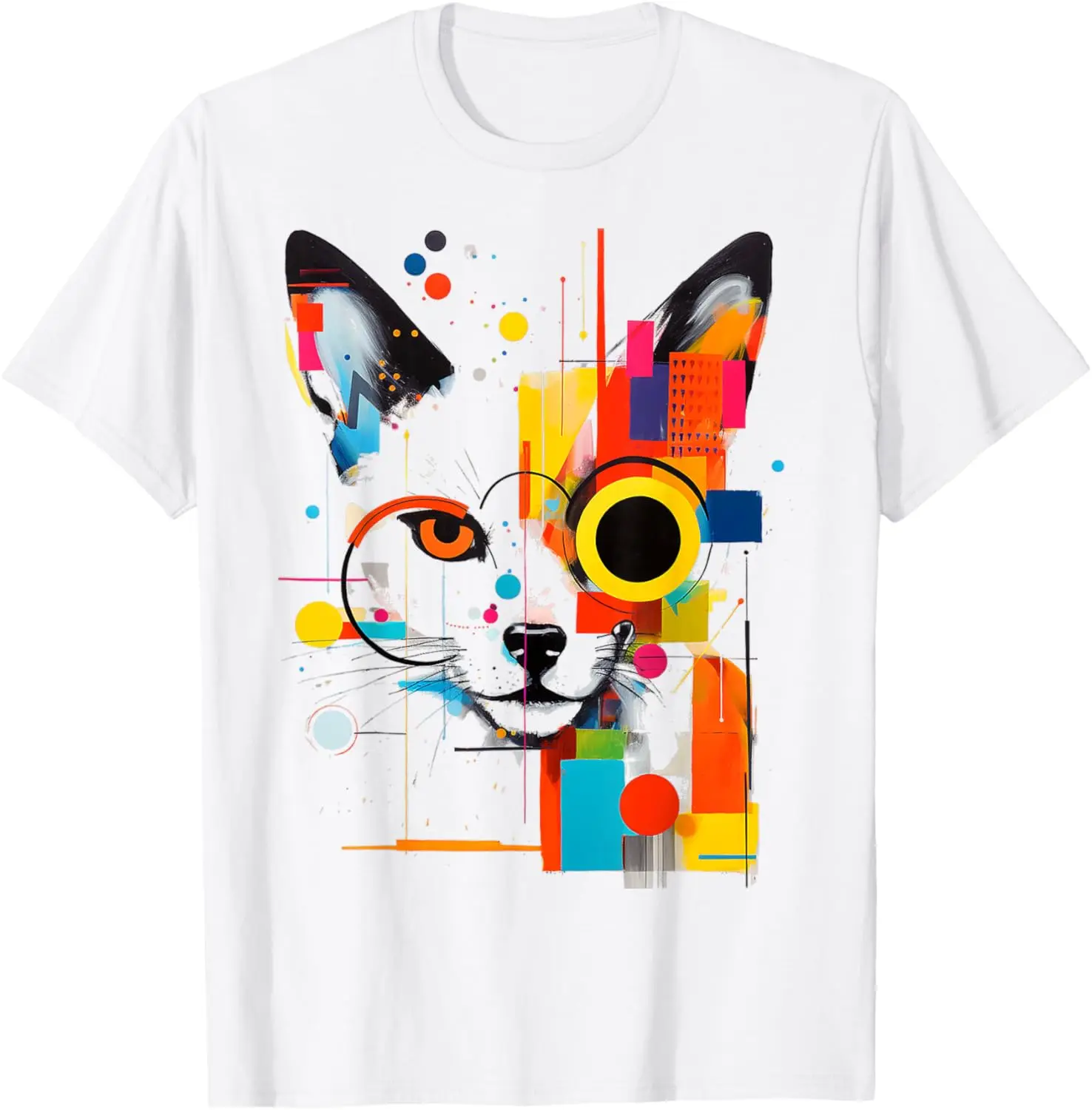 

Cat Anime Colorful Geometric Animal Art Cat T-Shirt