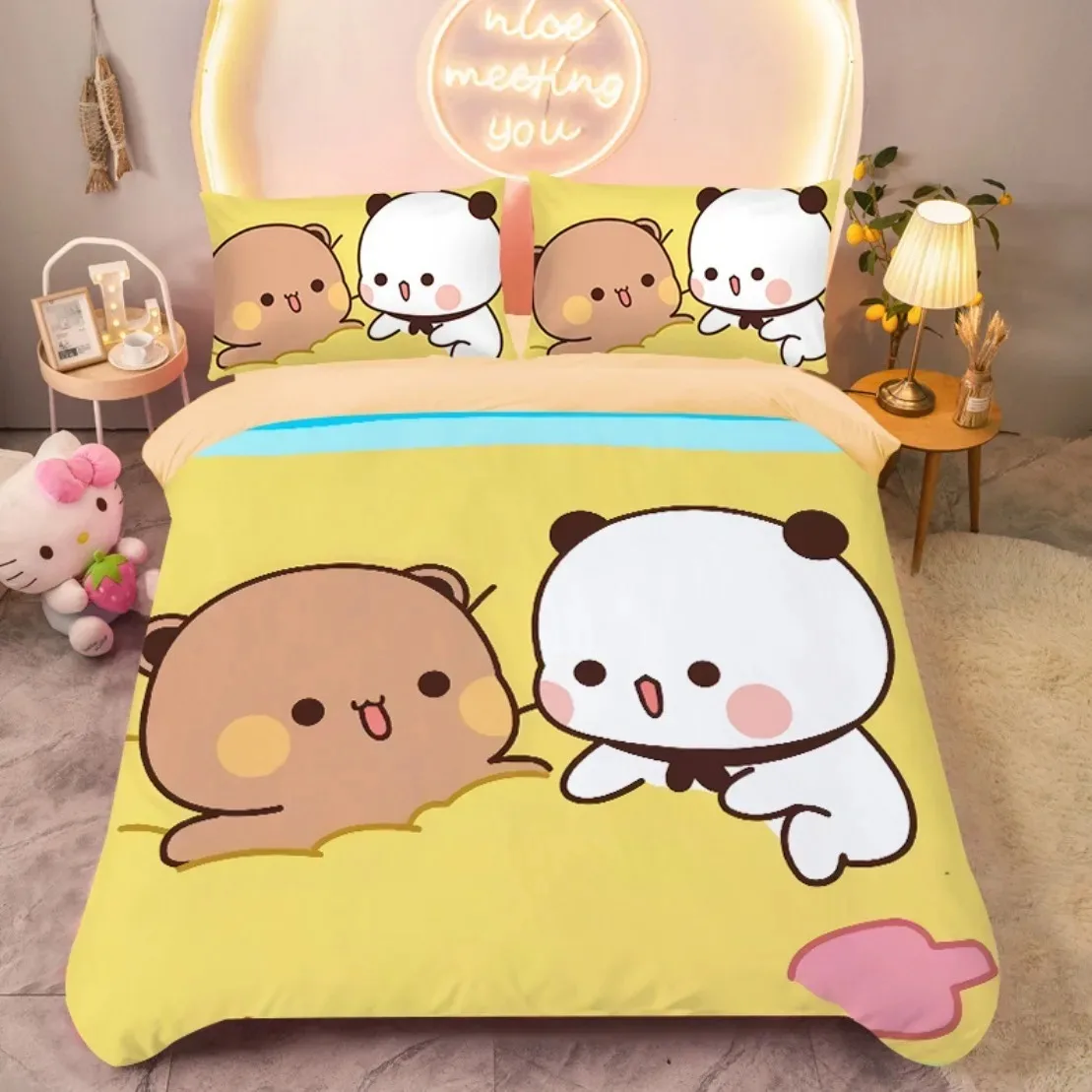

Lovely children's duvet cover Kawaii Bubu and Dudu Duvet Cover Comforter Bed Single Twin Full King Queen Size Bedding Set Kids