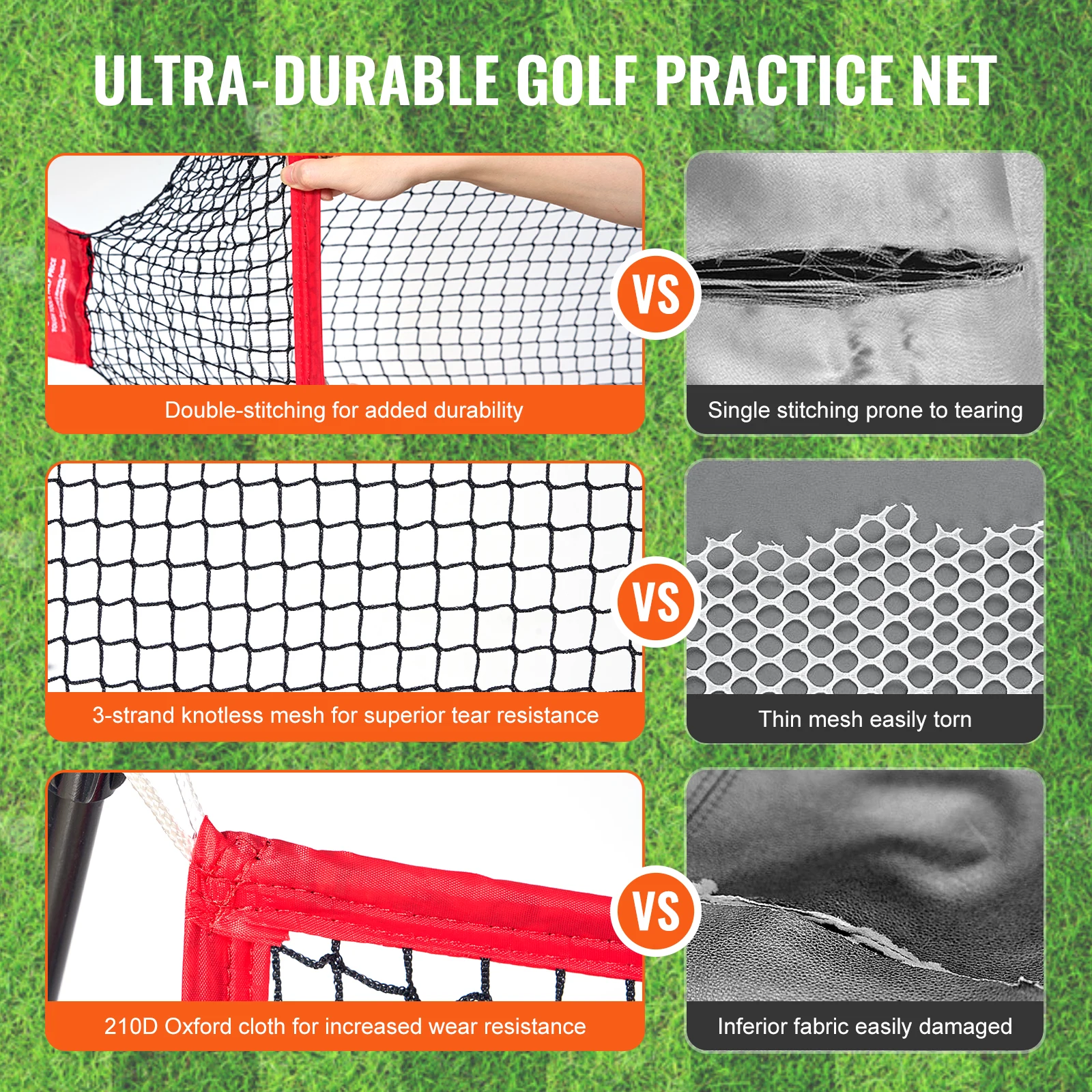 Imagem -02 - Vevor-portátil Prática de Golfe Bater Net Enorme Golf Net Personal Driving Range Uso Indoor e Outdoor Home Aid Net 10.8x7ft