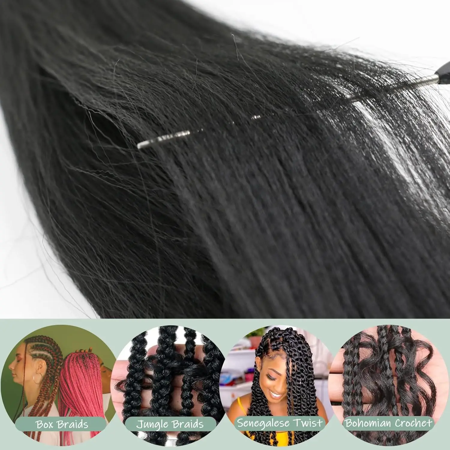 26 inch Prestretched Knotless Kanekalon Hair Long Straight Synthetic Box Braids Yaki Texture Hot Water Setting Hair Extensions