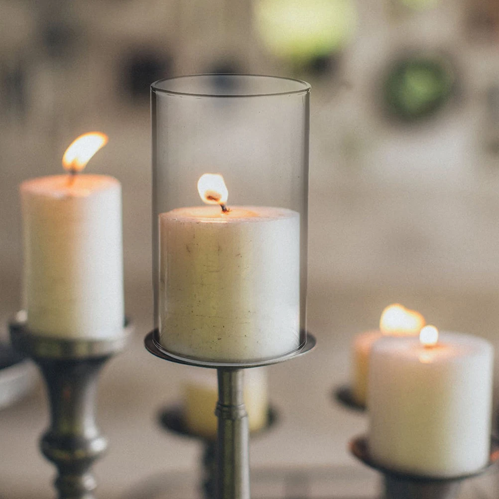 2Pcs Household Shades Clear Glass Tube Cover for Creative Decoration Supply Cylinder Candleholders
