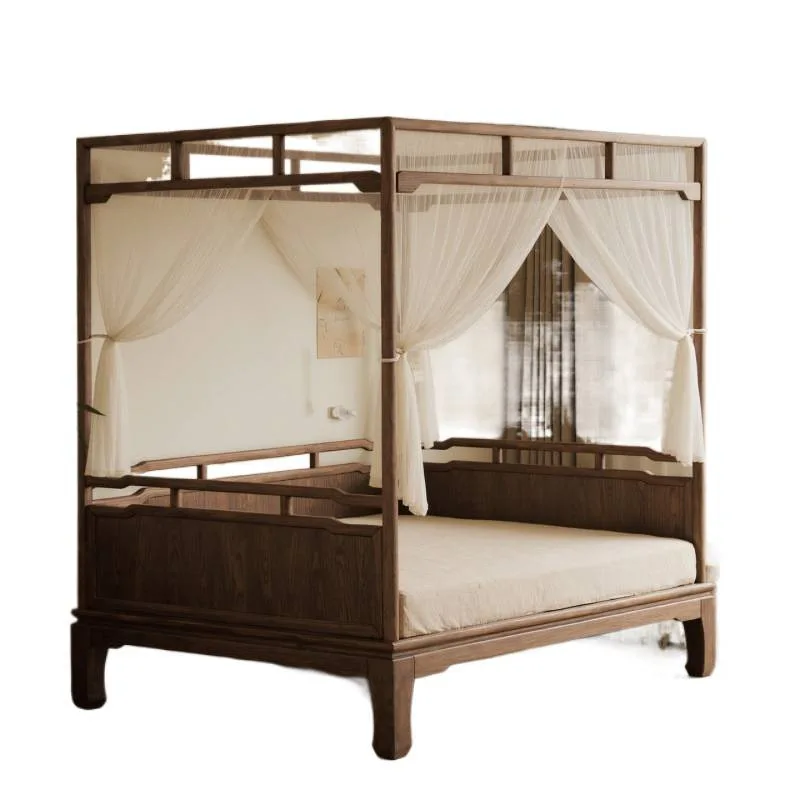Solid wood double  shelf Ming-style four-poster  hotel master bedroom Song-style antique walking