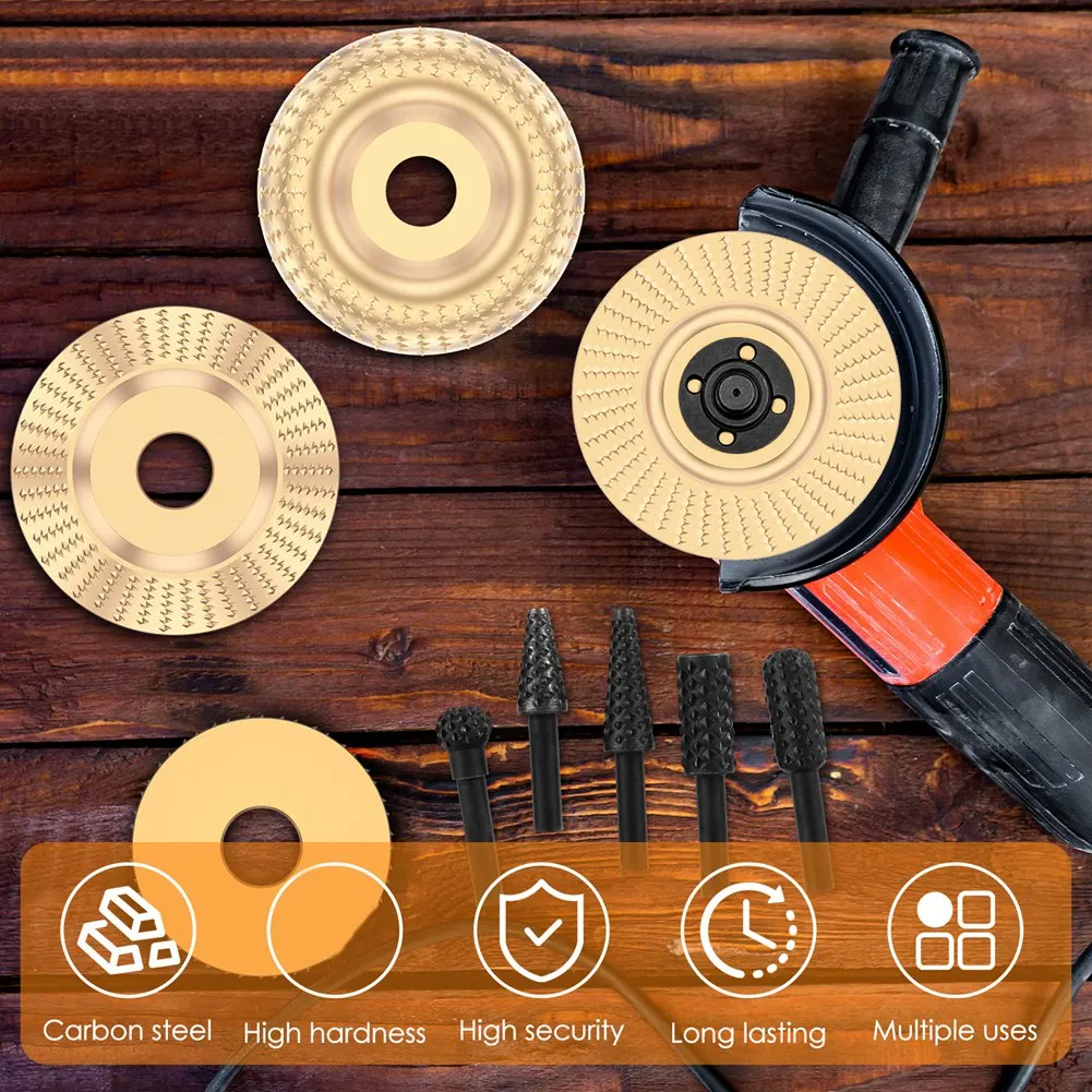 13pcs Wood Carving Disc Set Bushing Angle Grinder Wood Grinding Wheel Burr Rasp Polishing Rotary Tool Accessories