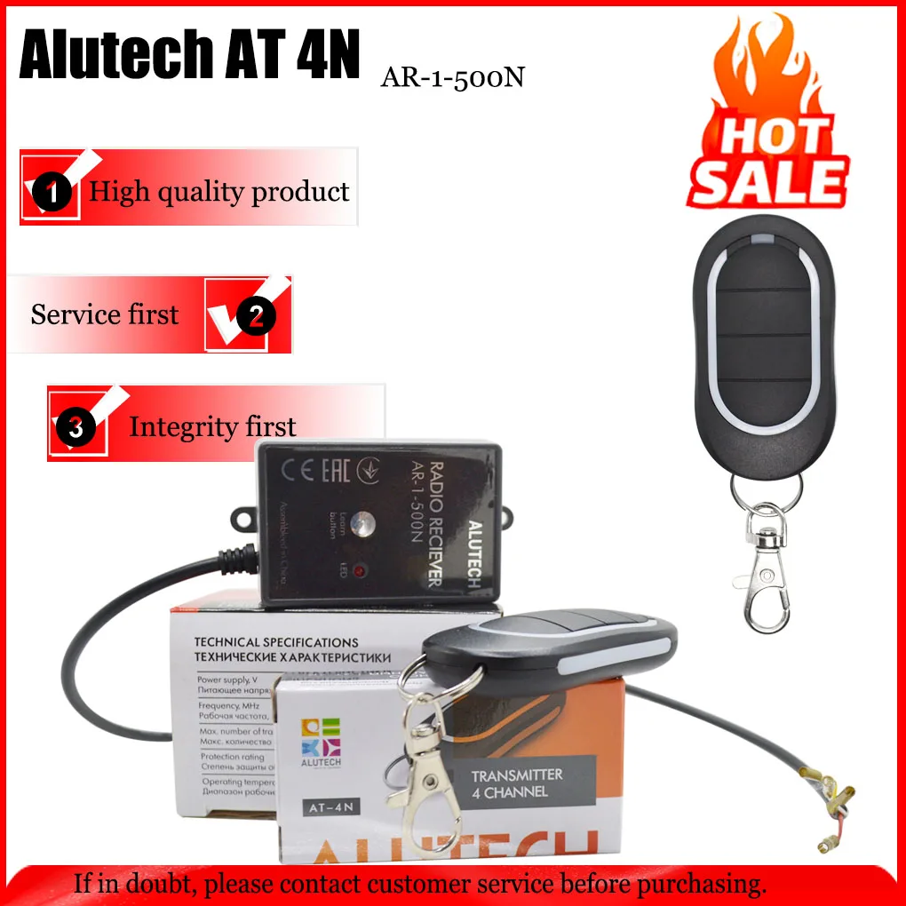 Alutech AR-1-500N 433.92MHz Dynamic Code Garage Remote Control For Alutech AT 4N Gate Barrier Door Opener Keychain