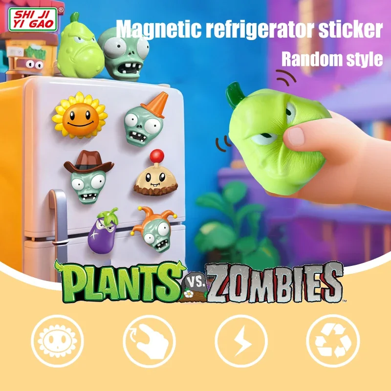 New Plant Vs. Zombie Pea Shooter Zombies Refrigerator Stickers Home Decoration Decompressing Pinching Toys Prank Toys Boys Gift