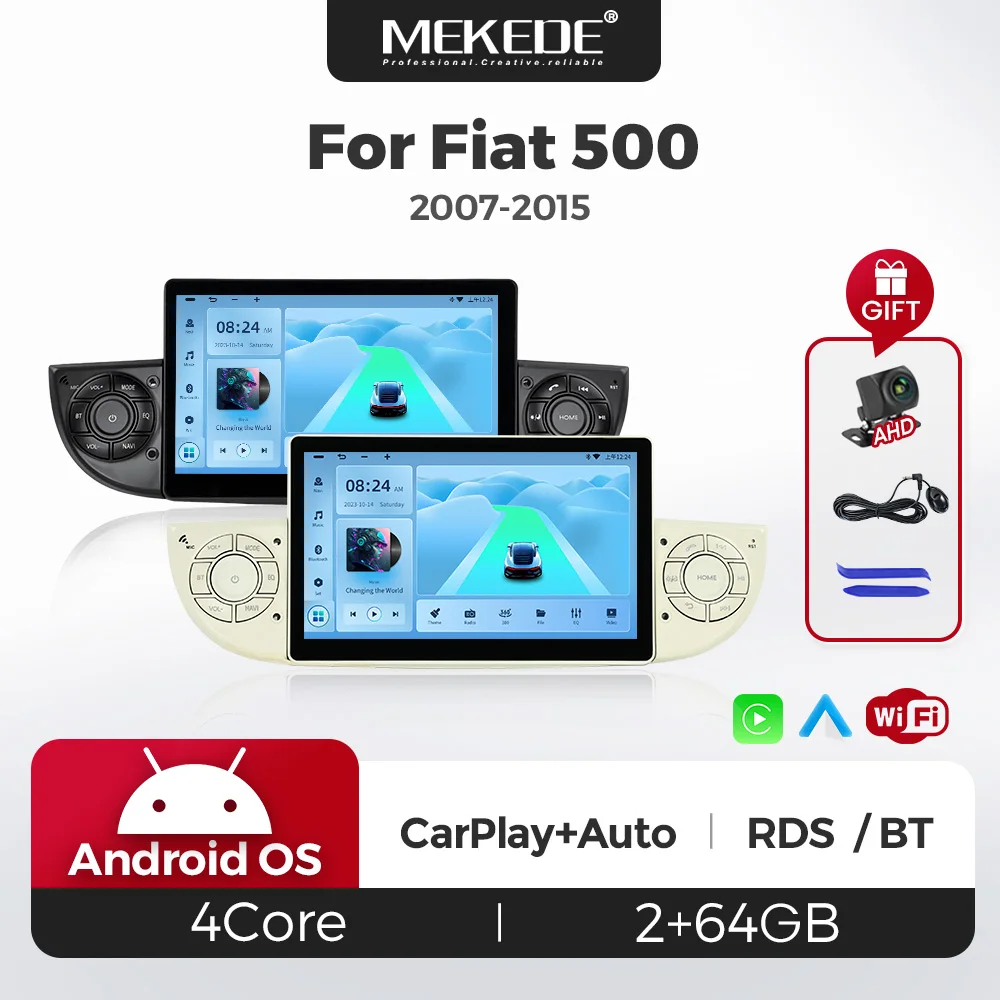 7inch IPS Screen Android Car Radio For Fiat 500 2007-2015 Multimedia Video Player GPS Navigation Wireless Carplay Android Auto