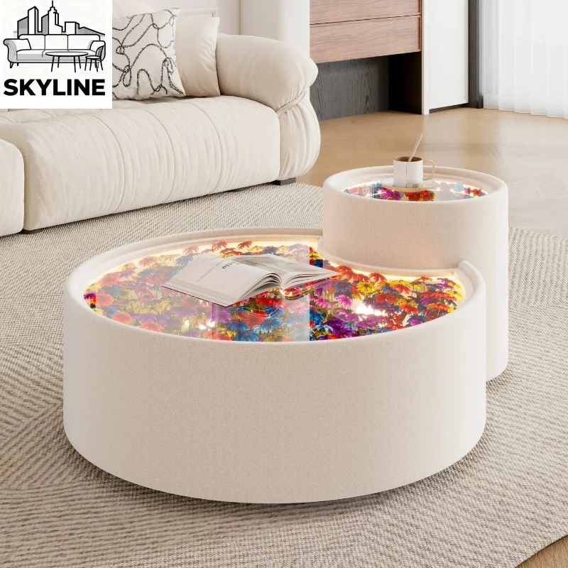 Coffee table with lamp living room household coffee table combination light luxury table