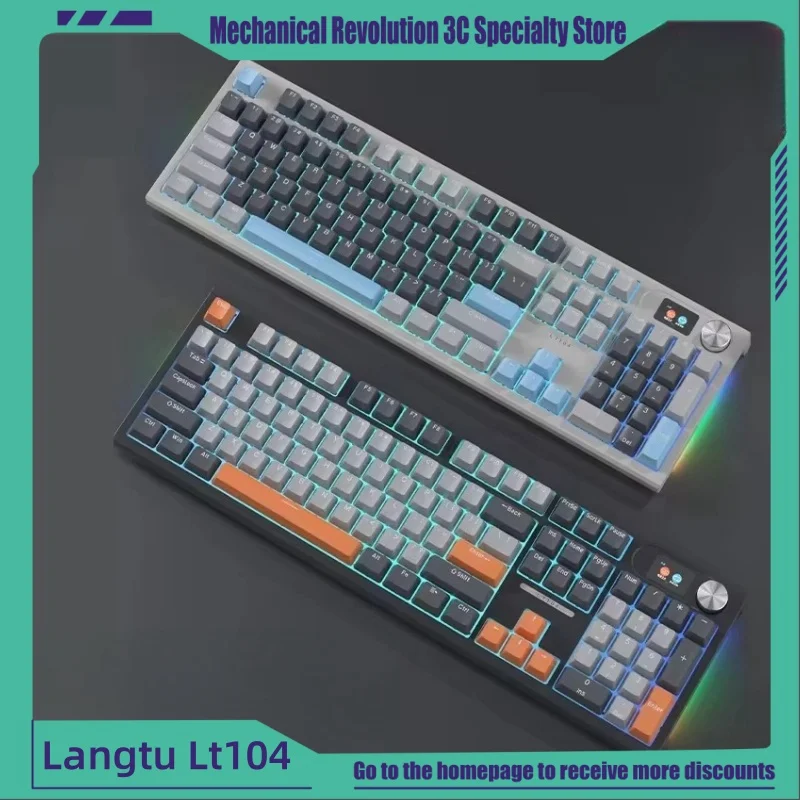 langtu wireless bluetooth teclado mecanico tri mode hot plug rgb backlight faca voce mesmo display personalizado teclado do jogo lk104 01