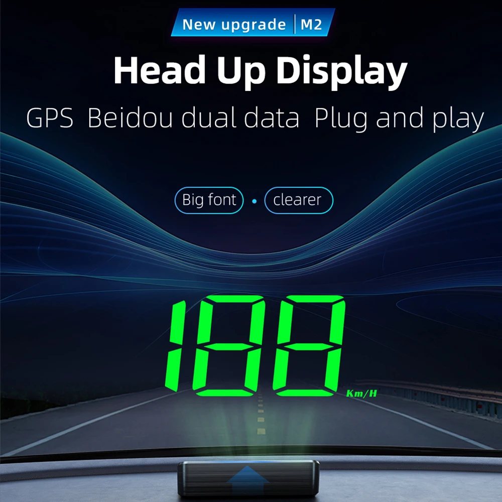 

﻿ Проекционный дисплей M2 на лобовое стекло автомобиля, GPS-спидометр, цифровой HUD, электронный аксессуар для авто, подходит для всех автомобилей.