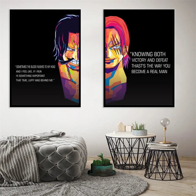 

Hot-blooded One Piece Anime Luffy Zorro Watercolor Character Poster Suitable for Home Bedroom Decoration Vintage Canvas Painting