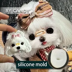 Maltese Dog Head Silicone Molds Shih Tzu Cute Yorkshire Animal Head Fondant Candle Clay Plaster Mold DIY Pet Dog Mold