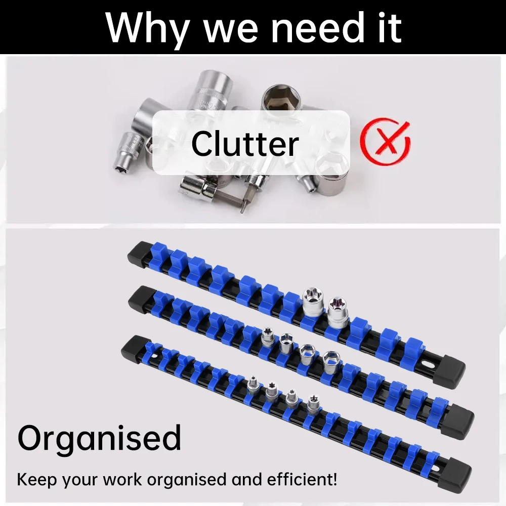 ABS soquete organizador titular bandejas para caixas de ferramentas 1/4 polegadas 3/8 polegadas 1/2 polegadas qualidade premium soquete grampo trilho titular organizador ferramentas