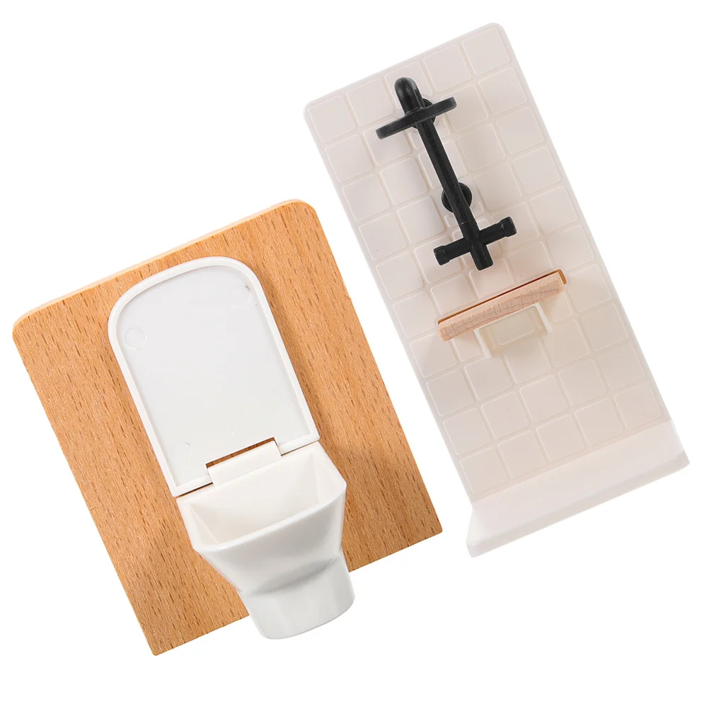 

1 Set 1:12 Scale Miniature Bathroom Furniture Realistic Decor For Creative Play Lightweight Wood Plastic Construction Dollhouse