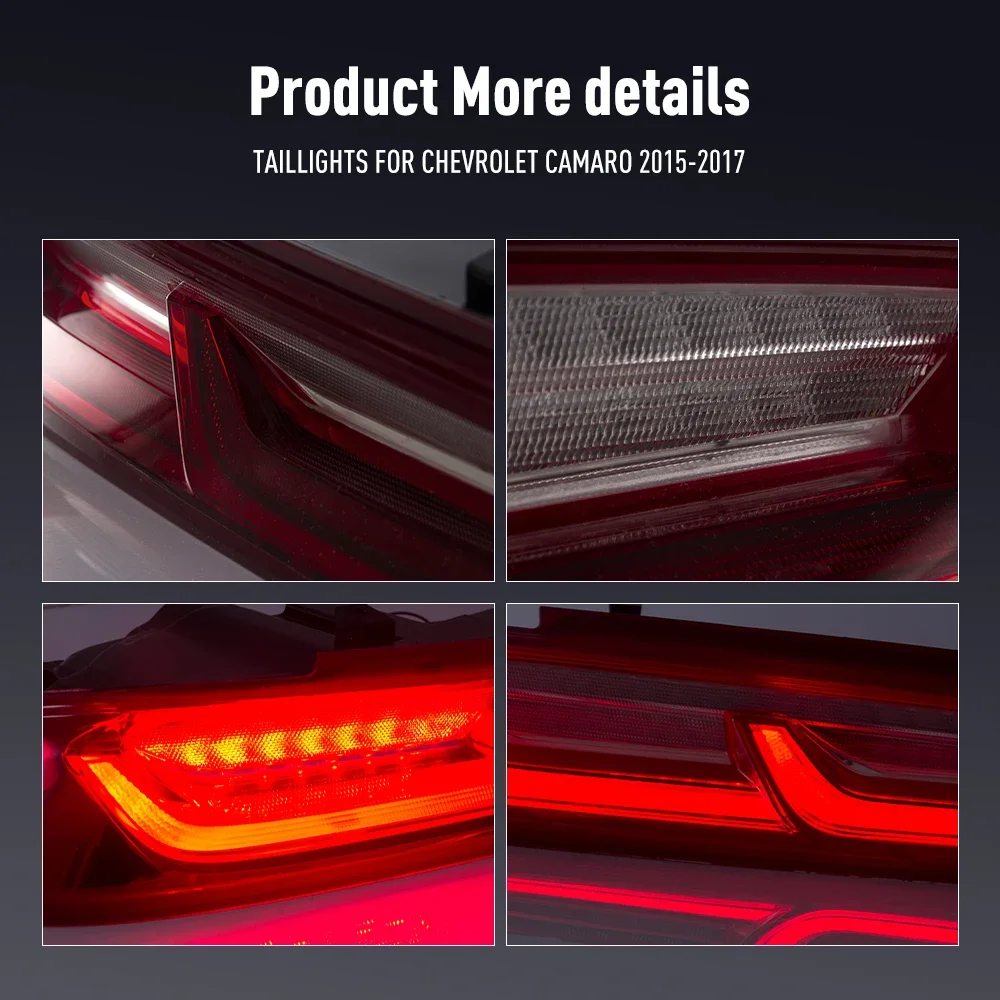 زوج من أضواء خلفية LED لسيارة شيفروليه كامارو 15-17 عكس الفرامل إشارة دوران السيارة الخلفية الذيل ضوء الجمعية التوصيل والتشغيل 2 قطعة
