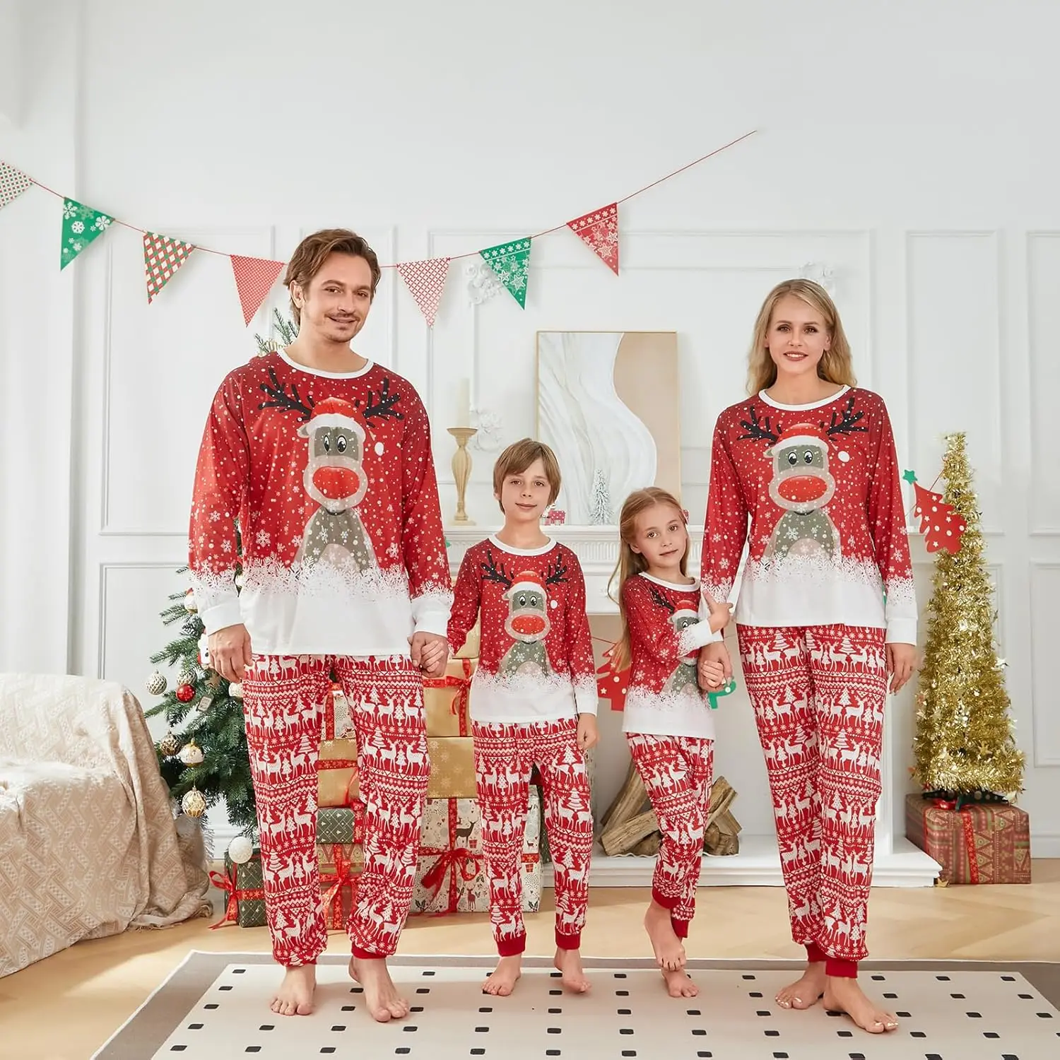 ชุดนอนคริสต์มาสสำหรับครอบครัว ชุดนอนคริสต์มาสแบบเข้าชุดสำหรับครอบครัว ชุดนอนวันหยุดคริสต์มาส ชุดนอนครอบครัว