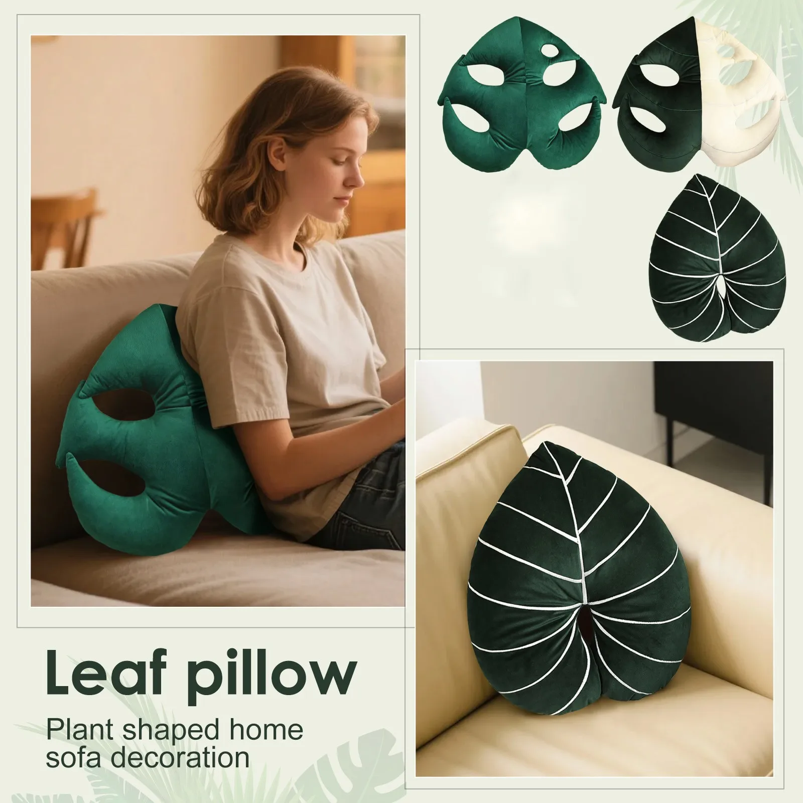Creative Tropical Plants Pillow For Living Room Sofa Cushion Novel Plant-shaped Plush Pillow Household Decoration Seat Cushion