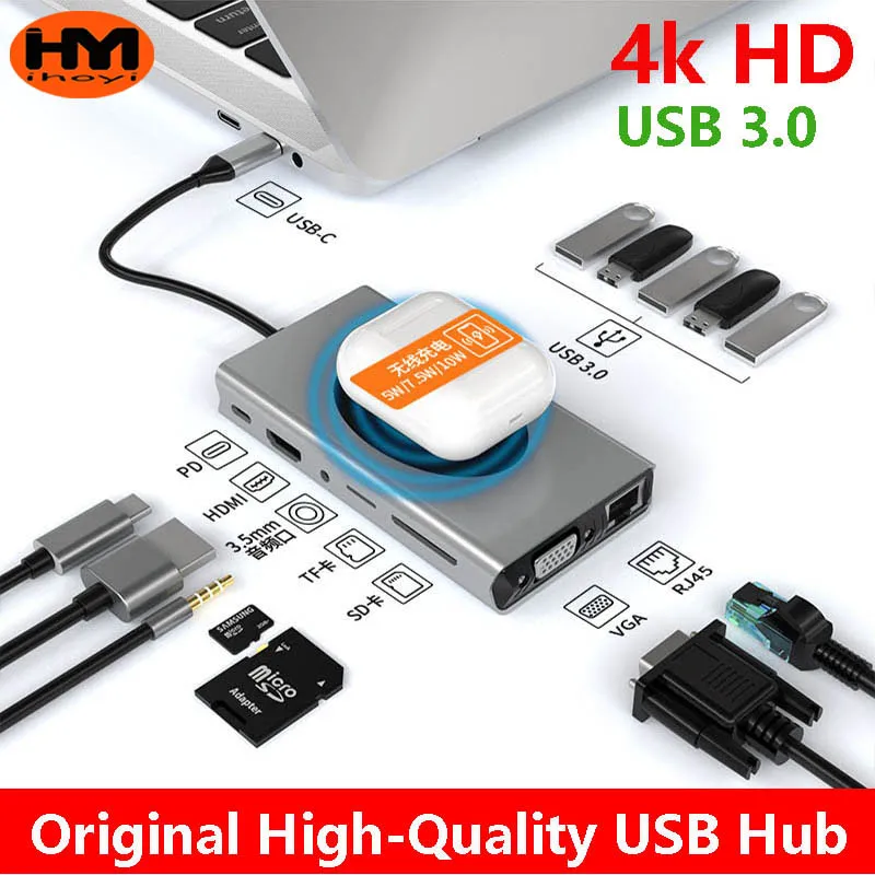 USB ハブ 3.0 ドッキングステーション USB 3.0 スプリッター複数のポートタイプ C エクステンサー USB ドックコンセントレーター 4K HD Xiaomi Lenovo Macbook