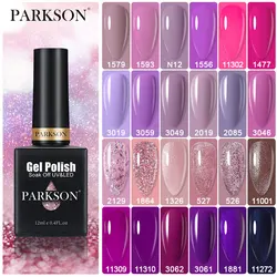 Parkson série roxa gel unha polonês 12ml de longa duração para manicure arte do prego embeber fora glitter laca verniz garrafa de vidro gel