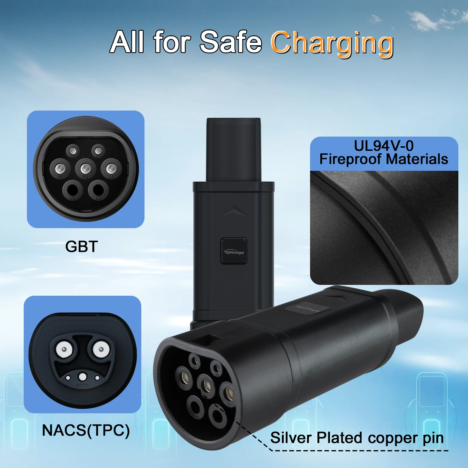 GUWIEYG GBT إلى NACS محول 32A 7.2KW MAX متوافق مع تسلا نموذج 3 S Y X سيارات محول شاحن السيارة الكهربائية