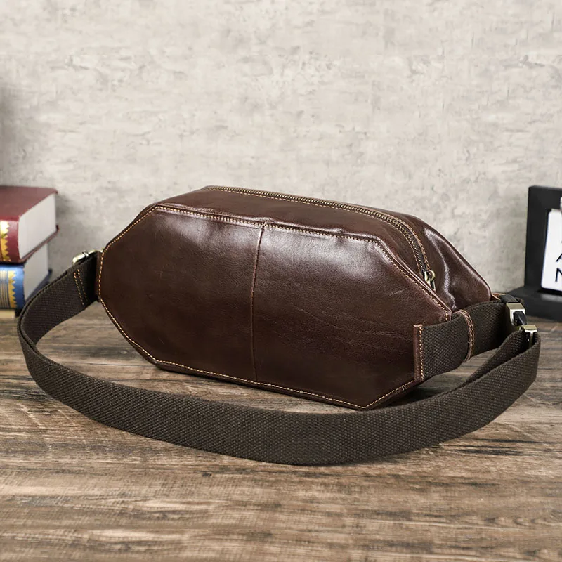 CONTACT\'S Genuine Leather Men Waist Bags Vintage Chest Bag Fanny Bags Croosbody Bags Men Travel Waist Packs for 8.3\