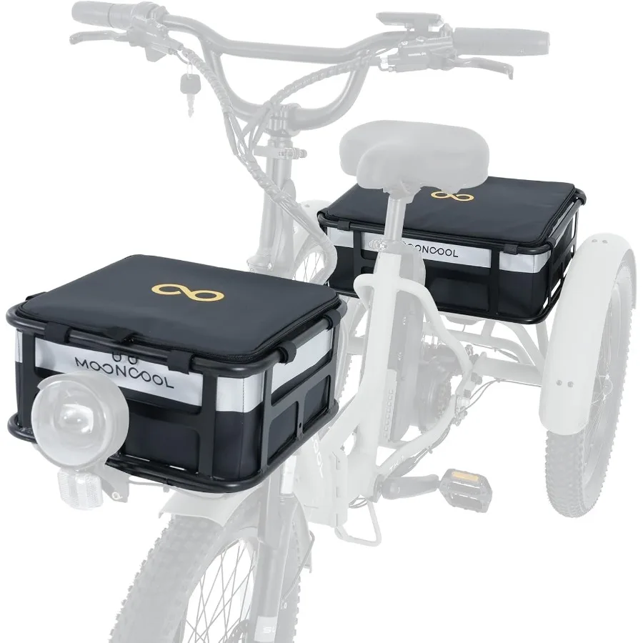 

TK1 Tricycle Rack Bag Waterproof 600D Polyester Bag for Etrike's Basket with Selfadhesive Straps and Quick Release Design Ideal